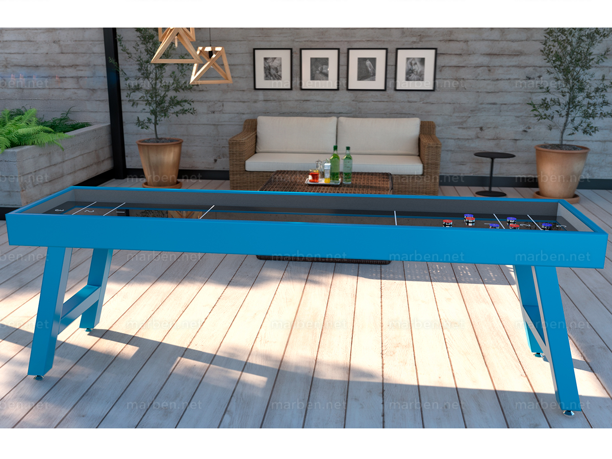 Mesa de Shuffleboard de 9 pies Steel para exterior e interior - AZUL